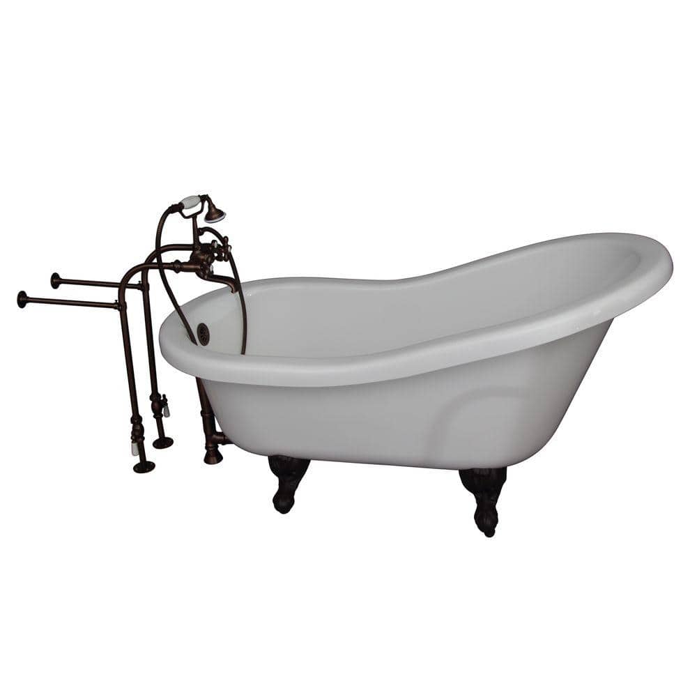 60'' White Acrylic Clawfoot Freestanding Soaking Bathtub