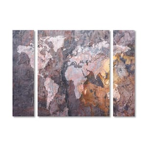 30 in. x 41 in. "World Map Rock" by Michael Tompsett Printed Canvas Wall Art