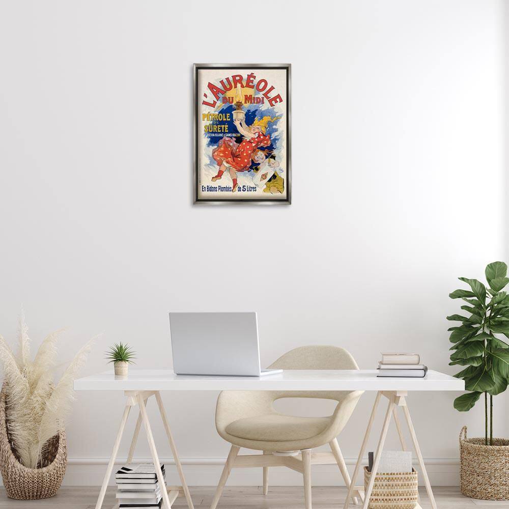 Antique Oil Lamp Advertisement by Marcus Jules Gray Floater Frame People Graphic Art Print 25 in. x 17 in. price history on PriceWatchPro