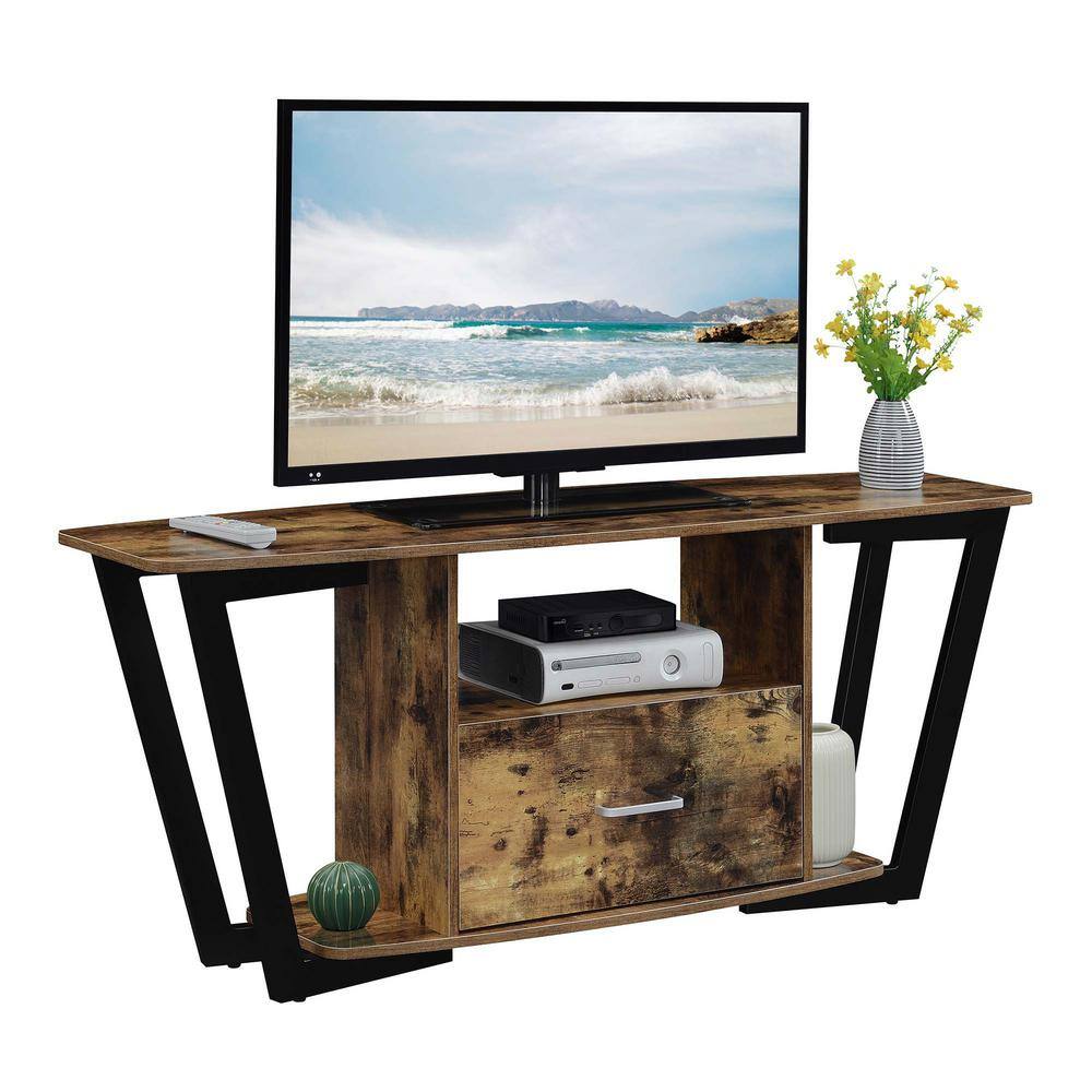 Barnwood and Black 58" Industrial TV Stand with Cabinet