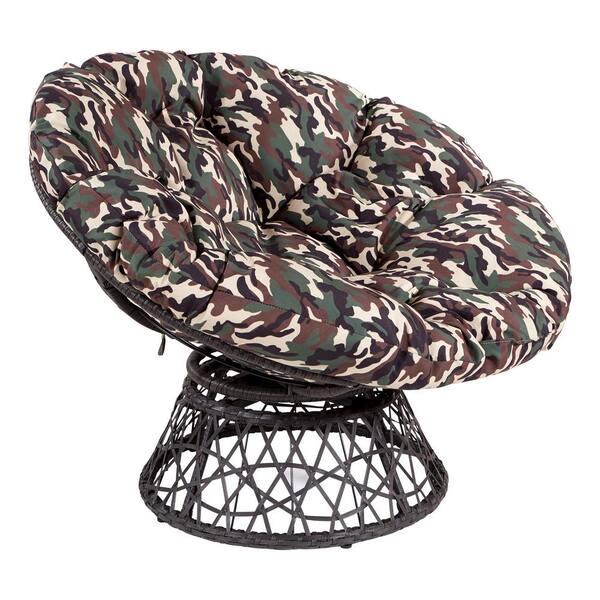 Osp Home Furnishings Papasan Chair With, Camo Chair Cushions