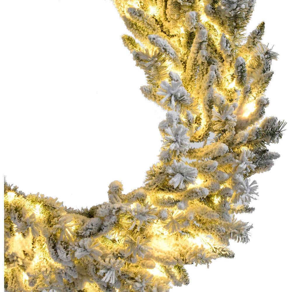 Silverado Pine 26" Flocked Wreath with LED Lights and Pinecones