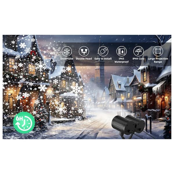 Afoxsos Dual-Head Christmas Snowflake Projector Light, IP65