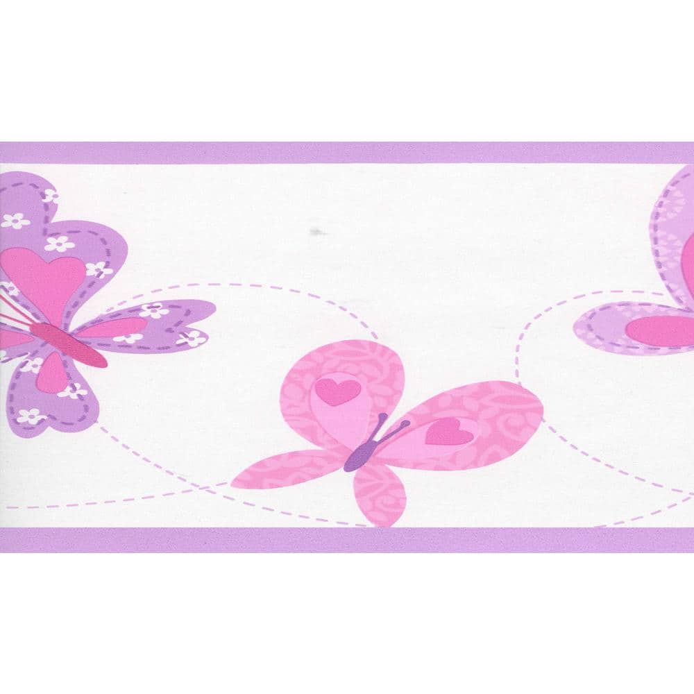 Falkirk Brin Butterflies Pink, Purple, Beige Wallpaper Border