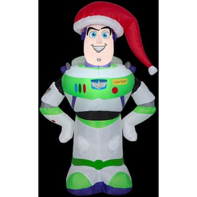 3.5 ft. Inflatable Christmas Buzz Lightyear with Santa Hat Disney