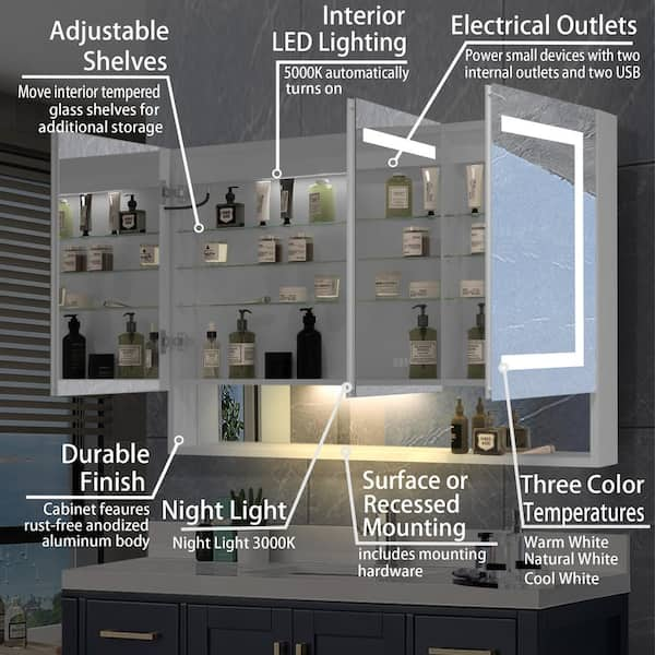 AllModern 48D351FFBEA04F8DAB0CA027B16AFA9F Jensen Surface Mount Framed Medicine Cabinet with 4 Shelves Orientation: Left, Finish