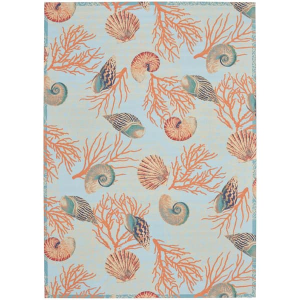 Sun N' Shade Light Blue 7 ft. x 10 ft. All-over design Contemporary Indoor/Outdoor Area Rug