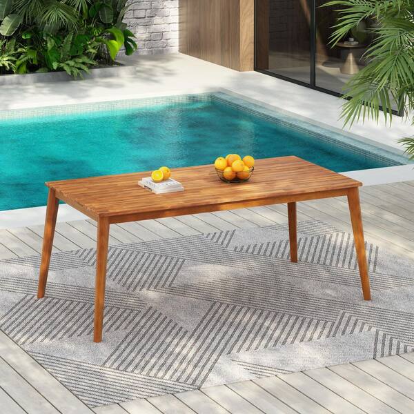 1-Piece Natural Acacia Wood Outdoor Dining Table with Stylish