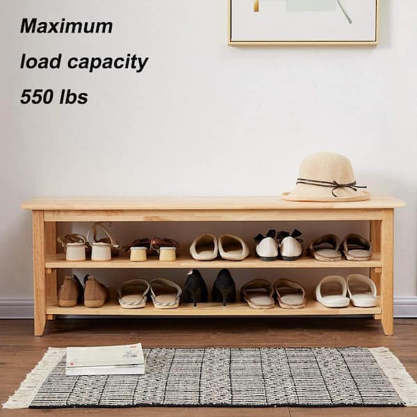 Solid Wood Shoe Bench Can Sit High Load-bearing Shoe Rack Simple