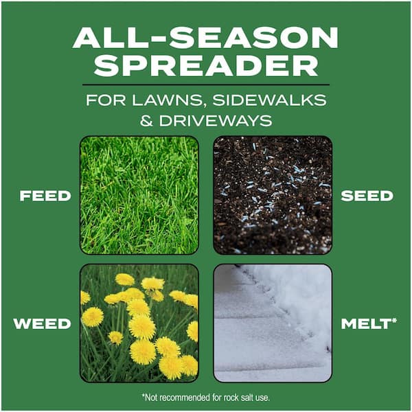 Elite Spreader Holds up to 20,000 sq. ft. of Product, Push Spreader for Grass Seed, Fertilizer, Salt and Ice Melt