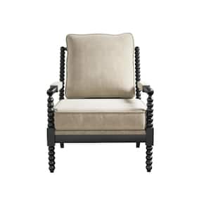 Nemerson Beaded Accent Chair, Ivory/Blackened Oak