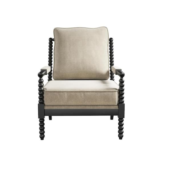 DHP Nemerson Beaded Accent Chair, Ivory/Blackened Oak