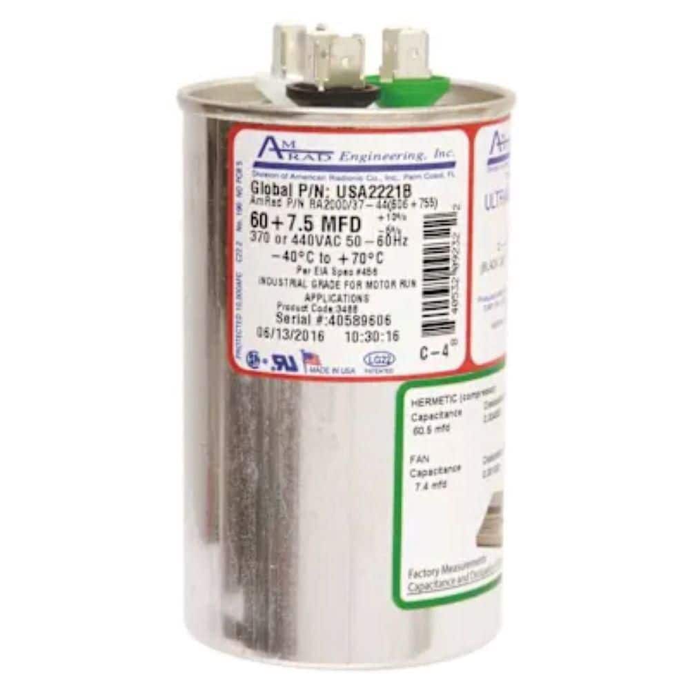 60/7.5 MFD, 370/440 VAC Round Motor Run Capacitor price history on PriceWatchPro
