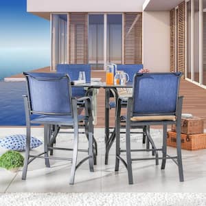 Blue 6-Piece Metal Outdoor Bistro Set