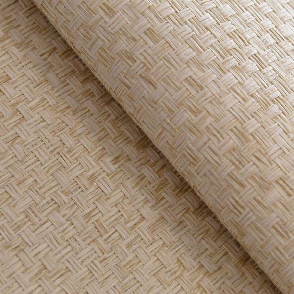 Wheat Beige Stranded Boxweave Paperweave Grasscloth Unpasted Textured Wallpaper Sample, 4.5 in. x 4.5 in.