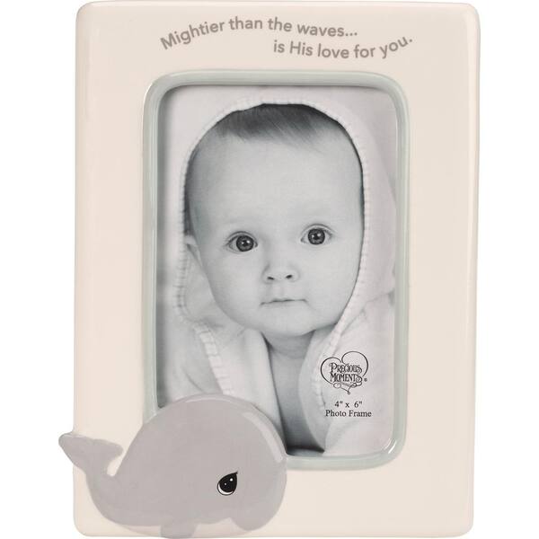 Precious Moments 4 in. x 6 in. Beige and Gray Gloss Ceramic Whale Picture Frame