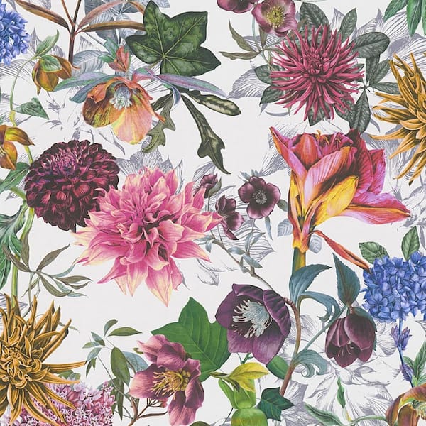 AS CREATION Althea Flower Garden Multi-Colored Non Pasted Non Woven Wallpaper Sample