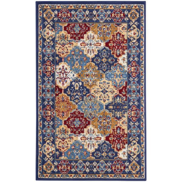 Nourison Grafix Multicolor 3 ft. x 5 ft. Persian Medallion Traditional Kitchen Area Rug