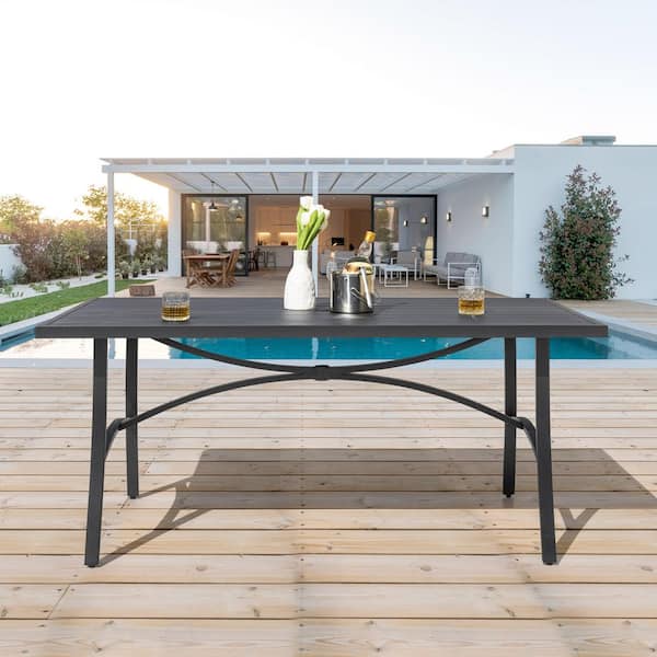 Nuu Garden Black Rectangle Aluminum and Iron Outdoor Dining Table
