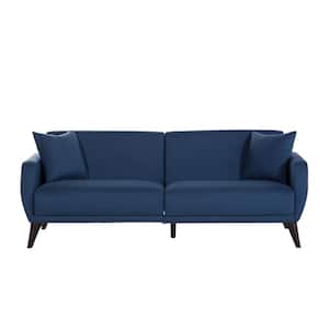 Flexy 79 in. Blue Polyester Twin Size 3-Seat Sleeper Sofa Bed with Storage