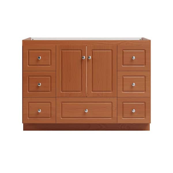 Ultraline 48 in. W x 21 in. D x 34.5 in. H Bath Vanity Cabinet without Top in Medium Alder