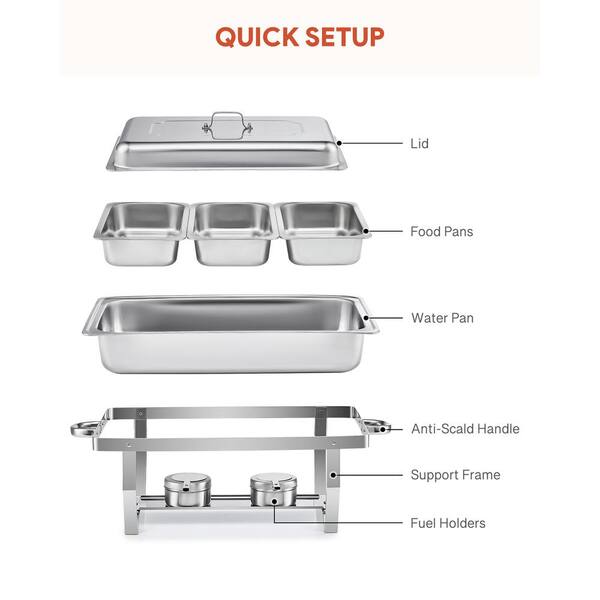 Wilprep 6 Pan Food Warmer for Parties Hotels Restaurants 1/3 Buffet Server  and Warmer