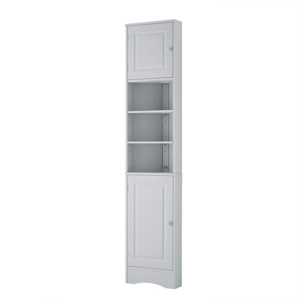 14.6 in. W x 9.4 in. D x 66.9 in. H Gray Linen Cabinet Bathroom Storage Cabinet with 2 Doors and Adjustable Shelves
