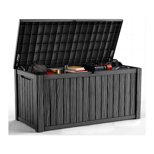 120 Gal. Gray Steel Waterproof Storage Deck Box with Resin Lid