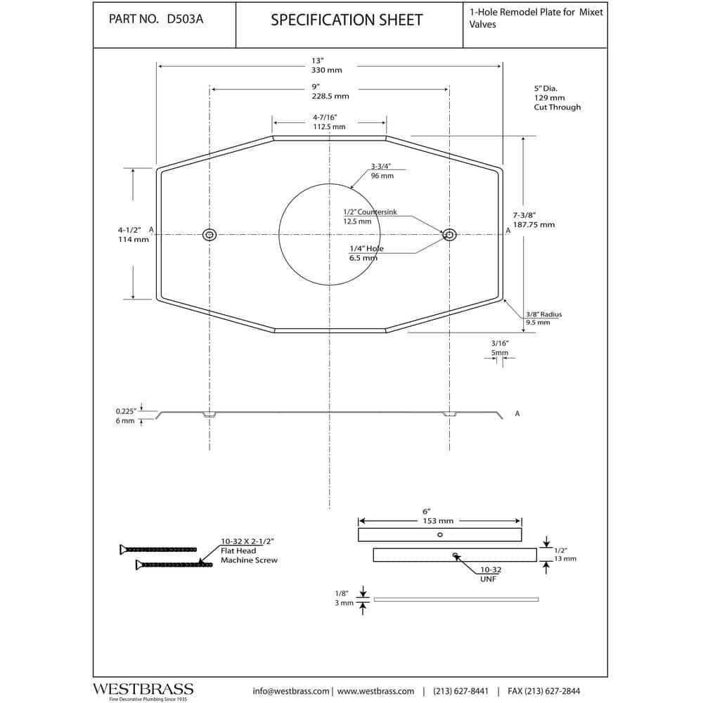 Polished Chrome One-Hole Remodel Plate Kit for Mixet Valves