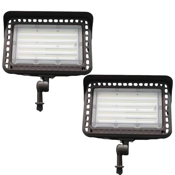 600 Watt Equivalent 18000 Lumen 120° Bronze Dusk to Dawn Integrated LED Security Flood Light IP65(2Pack)