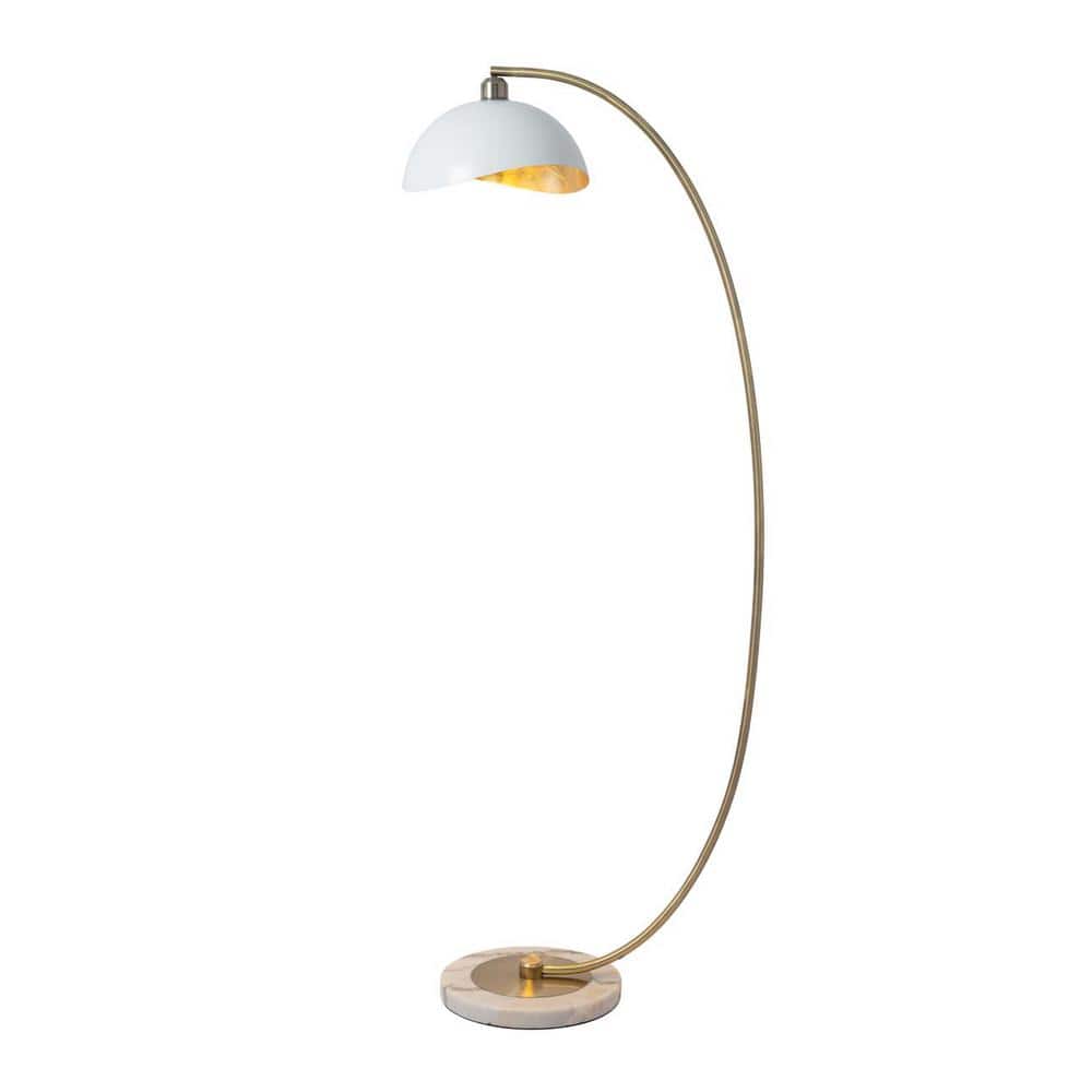 Luna Bella 88" Weathered Brass Arc Lamp with White Steel Shade