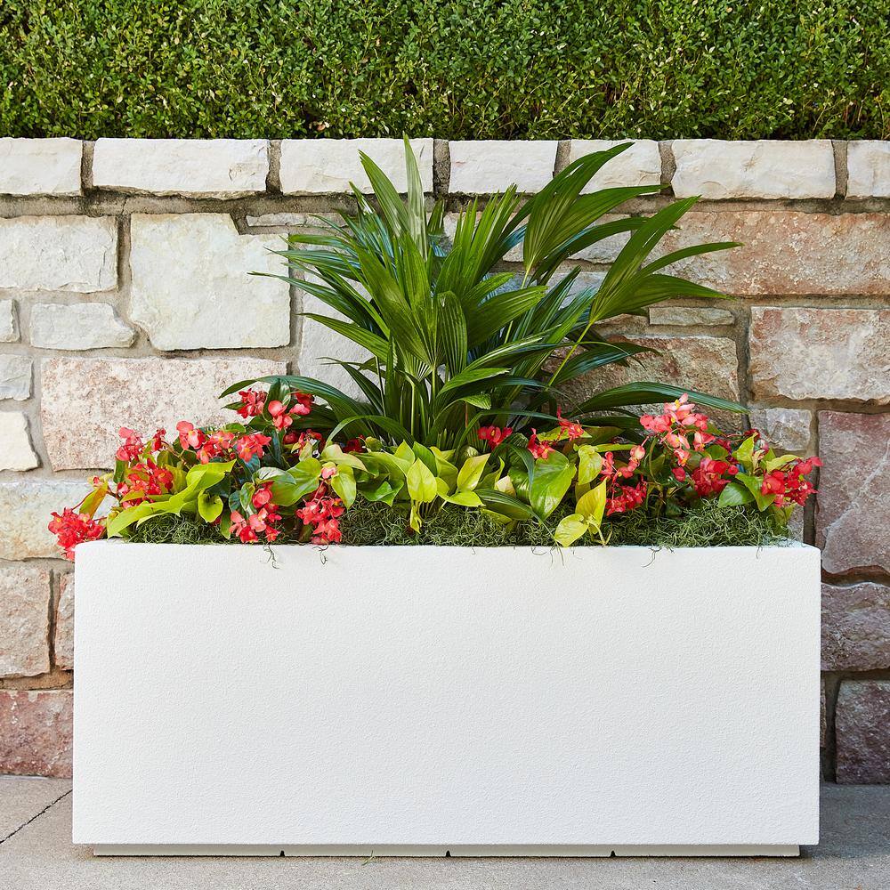 Greige Extra Large Polymer Rectangular Outdoor Planter