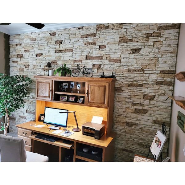 GenStone 12 in. x 42 in. Stacked Stone Vanilla Bean Faux GenStone 12 in. x 42 in. Stacked Stone Vanilla Bean Faux