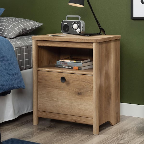 SAUDER Dover Edge 1-Drawer Timber Oak Nightstand 27.441 in. x 22.835 in. x 17.244 in.
