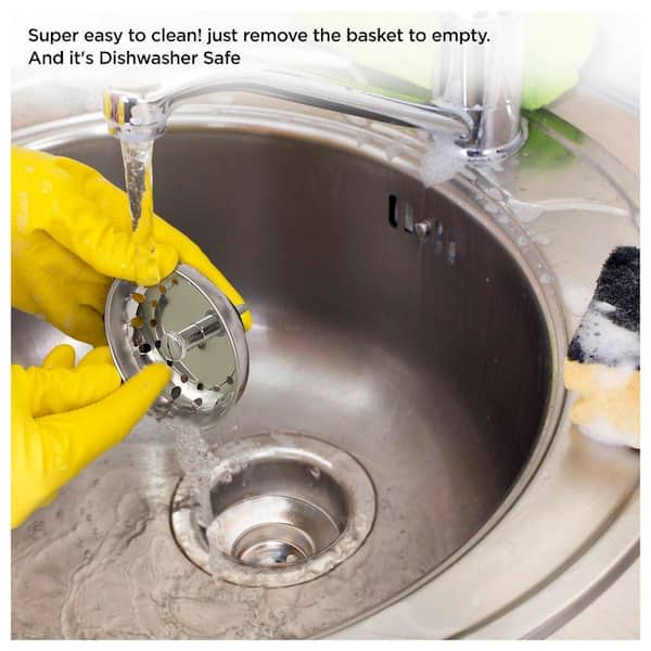 Kitchen Sink Filter Push Button Drain Strainer – Stainless Steel, Odor Sealing Mechanism, Easy Install (Gold/Silver)