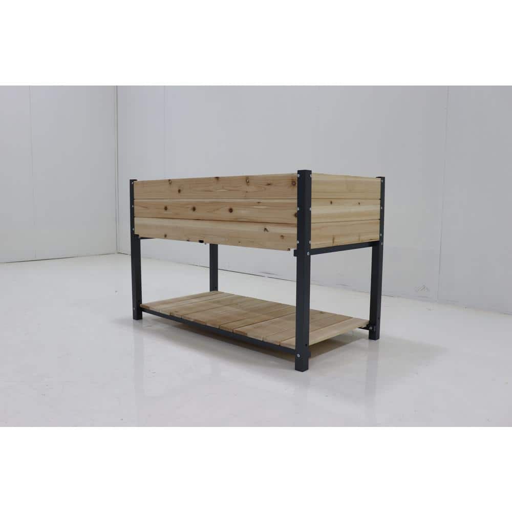 29.3 in. x 23.3 in. x 29.3 in. Natural Iron Wood Outdoor Growing Bed with F