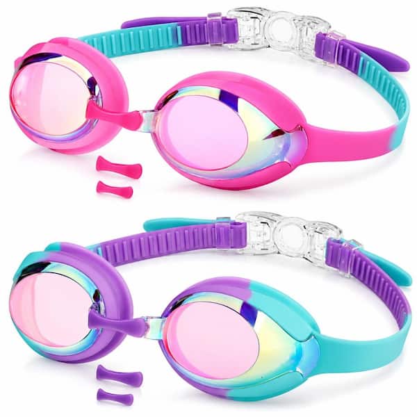 Kids Anti-Fog UV Protection Swim Goggles with 3 Nose Pieces for Ages 3 to 12 Pool Lessons and Play Toddler