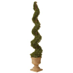 60 in. Upright Juniper Artificial Spiral Tree with Decorative Urn
