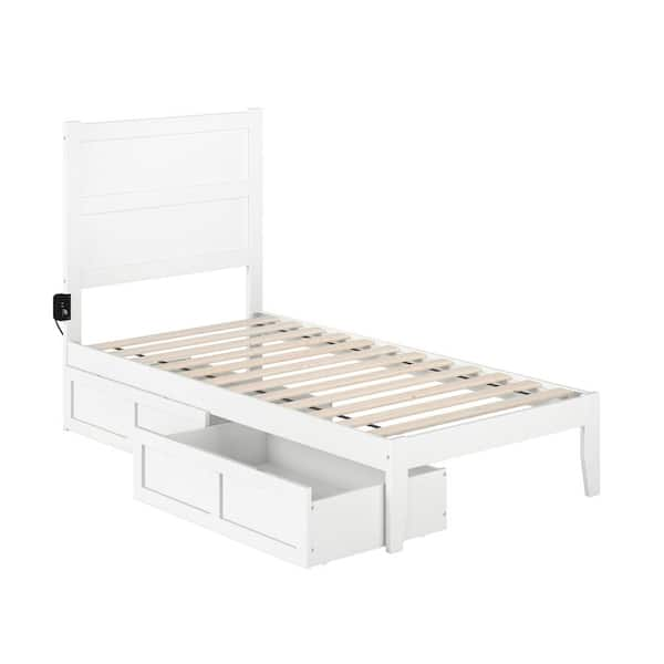 AFI NoHo White Twin Solid Wood Storage Platform Bed with 2 Drawers ...