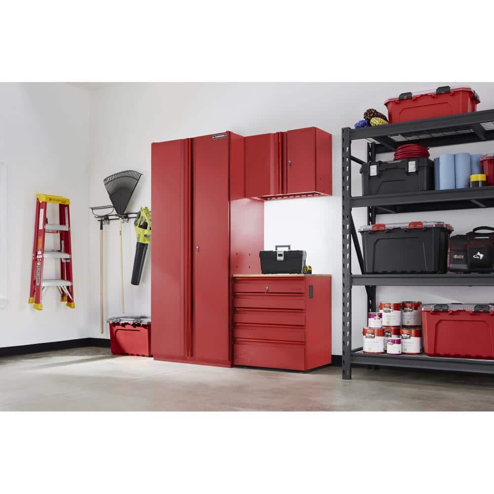 3-Piece Heavy Duty Welded Steel Garage Storage System in Red (64 in. W x 81