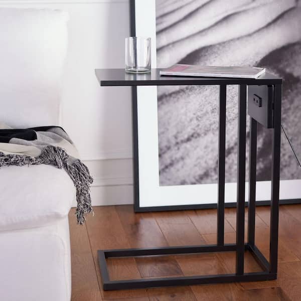SAFAVIEH Portland 20 in. Black Square Metal End Table
