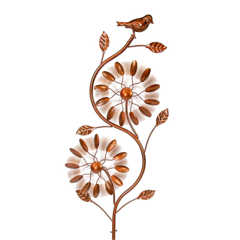 Copper Powder-Coated Iron Twirling Twigs 48" Garden Wind Spinner