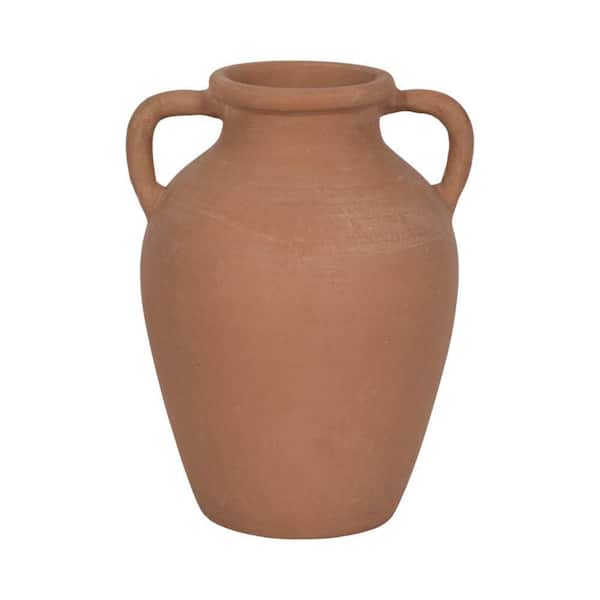 Liv & Skye 13 in. Brown Ceramic With Handles Decorative Vase