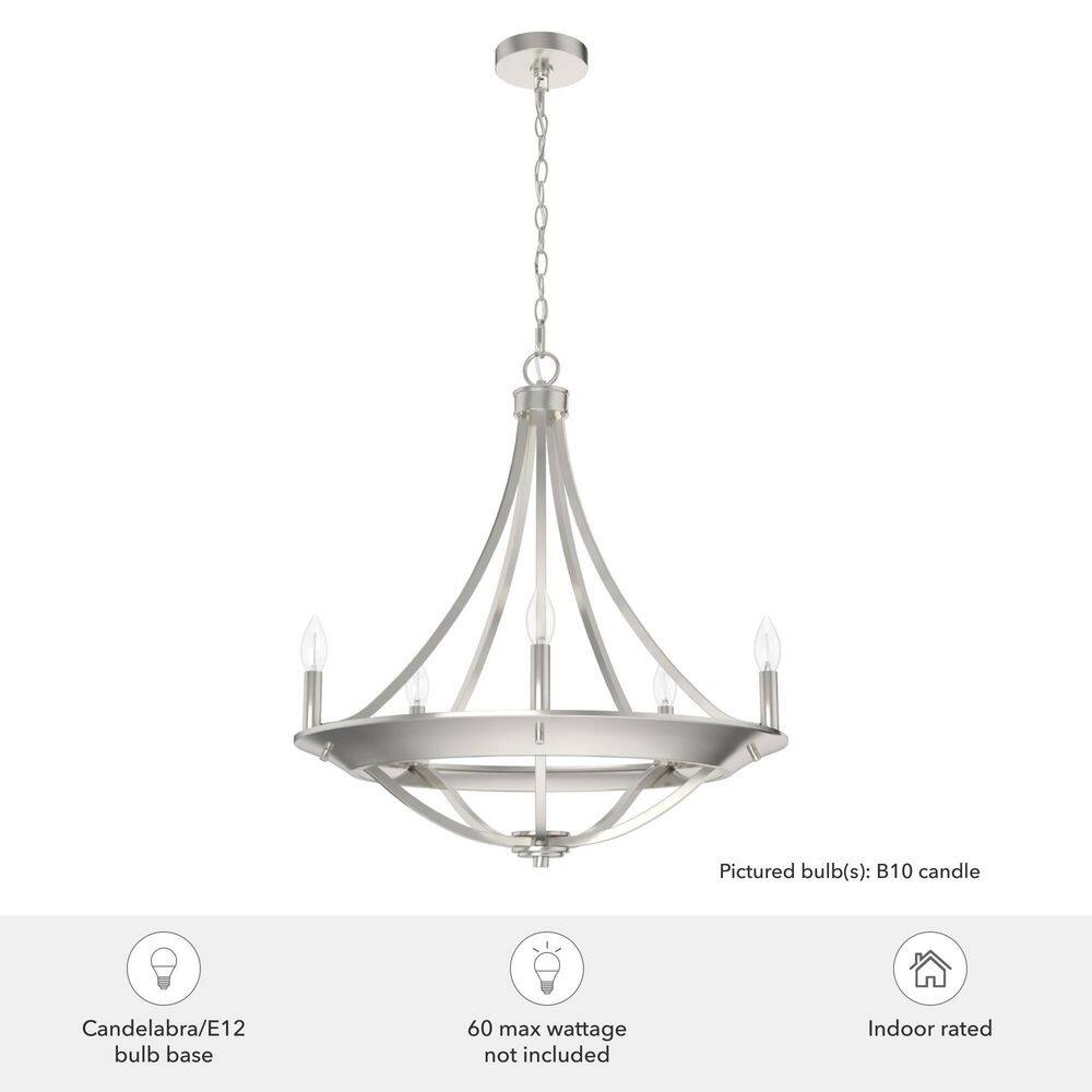 Brushed Nickel 5-Light Modern Rustic Chandelier