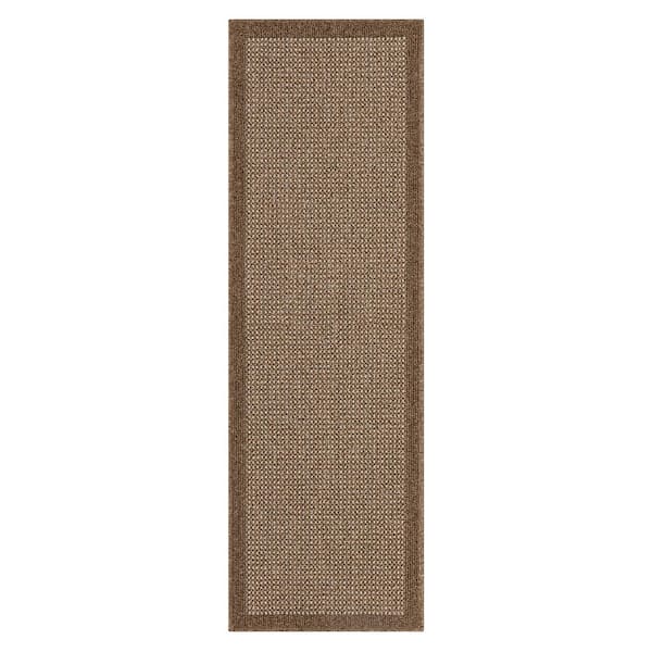 Lemans Border Praline/Starch 2 ft. x 6 ft. Machine Washable Runner Rug