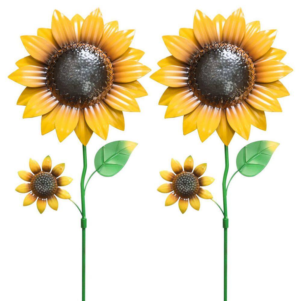 22.4 Inch Yellow Metal Sunflower Garden Stakes Outdoor Decor Spring Yard Art Shaking Head Flowers 2 Pack price history on PriceWatchPro