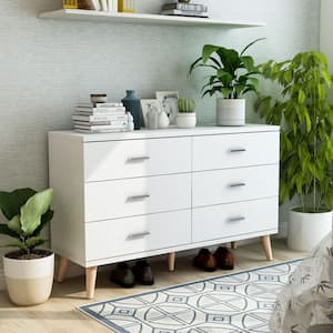 Fort Ordan 6-Drawer White Dresser (29.5 in. H x 47 in. W x 15.5 in. D)