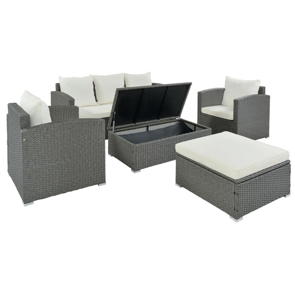 waelph 5-Piece PE Wicker Patio Outdoor Conversation Set with Beige ...