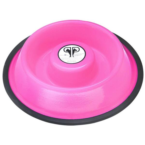 Platinum Pets Small Stainless Steel Slow Eating Bowl in Pink