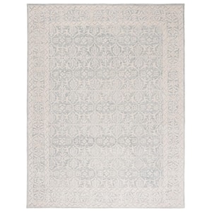 Metro Light Gray/Ivory 8 ft. x 10 ft. Floral Border Area Rug